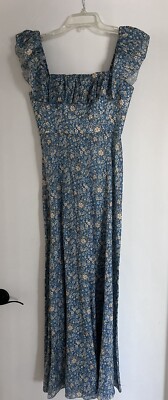sachin and babi light blue dress C&C California Sleeveless Tropicalcore Print Linen Dress Size M Coastal Brights main image 1