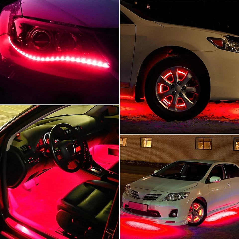 Red 5PCS 12V 12" 15SMD Flexible LED Strip Light Waterproof For Car Truck Boat - Image 2 of 4