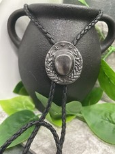 Rodeo Bolo Tie Western Cowboy Black Leather Necktie New Free Ship B2752