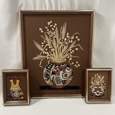 Native American Needlepoint Art Set Of 3 Framed Southwest AZ NM