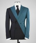 Patchwork Wedding Men's Suits Double Breasted Jacket Peak Lapel ...