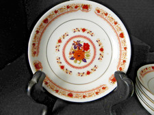 4 Vintage Cathay China  3 3/4" Dipping Bowls Asian Orange Floral