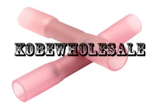 100PCS  Red 18-22 Gauge Heat Shrink Crimp Butt Wire Connector 