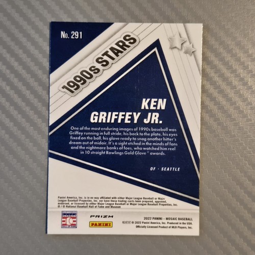 2022 Panini Mosaic KEN GRIFFEY Jr. anni 90 stelle blu mimetico Prizm Color Match #291 - Foto 2 di 3