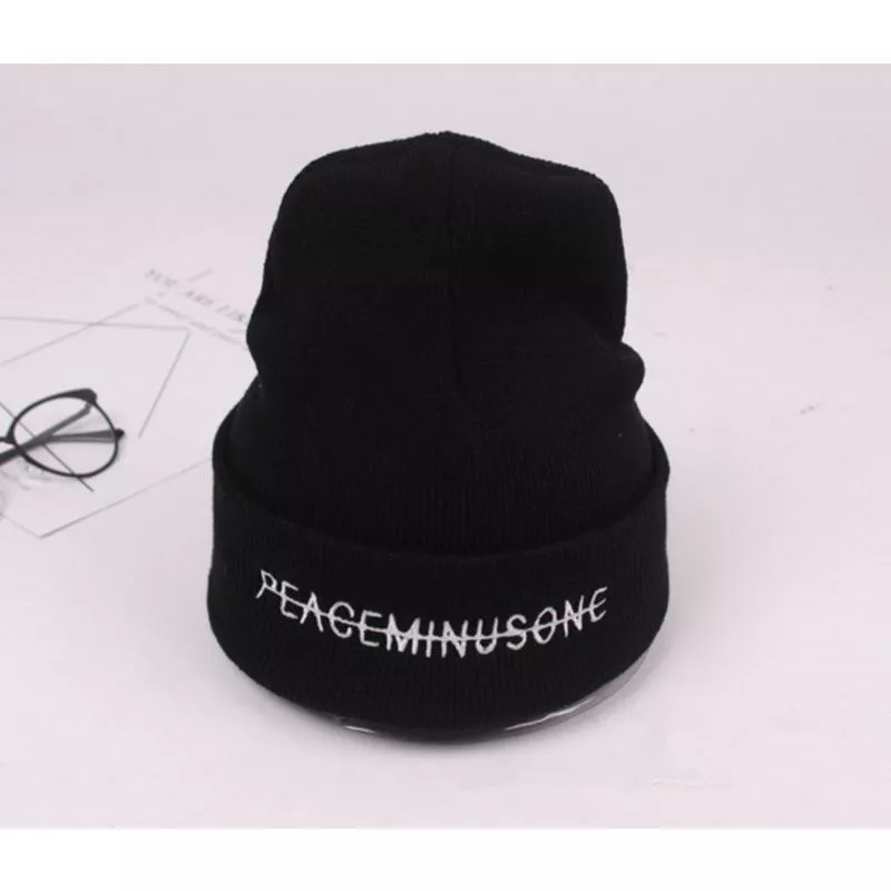 FXXK IT Peaceminusone Knit Hat Beanie Hat Unisex Black Kpop