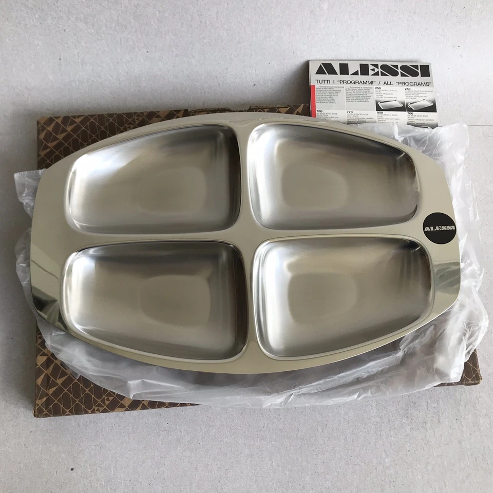 VTG ALESSI Snacks Tray #2300 ANTIPASTIERA INOX 18/10 36x23 cm Appetizer Divided - Image 2 of 4