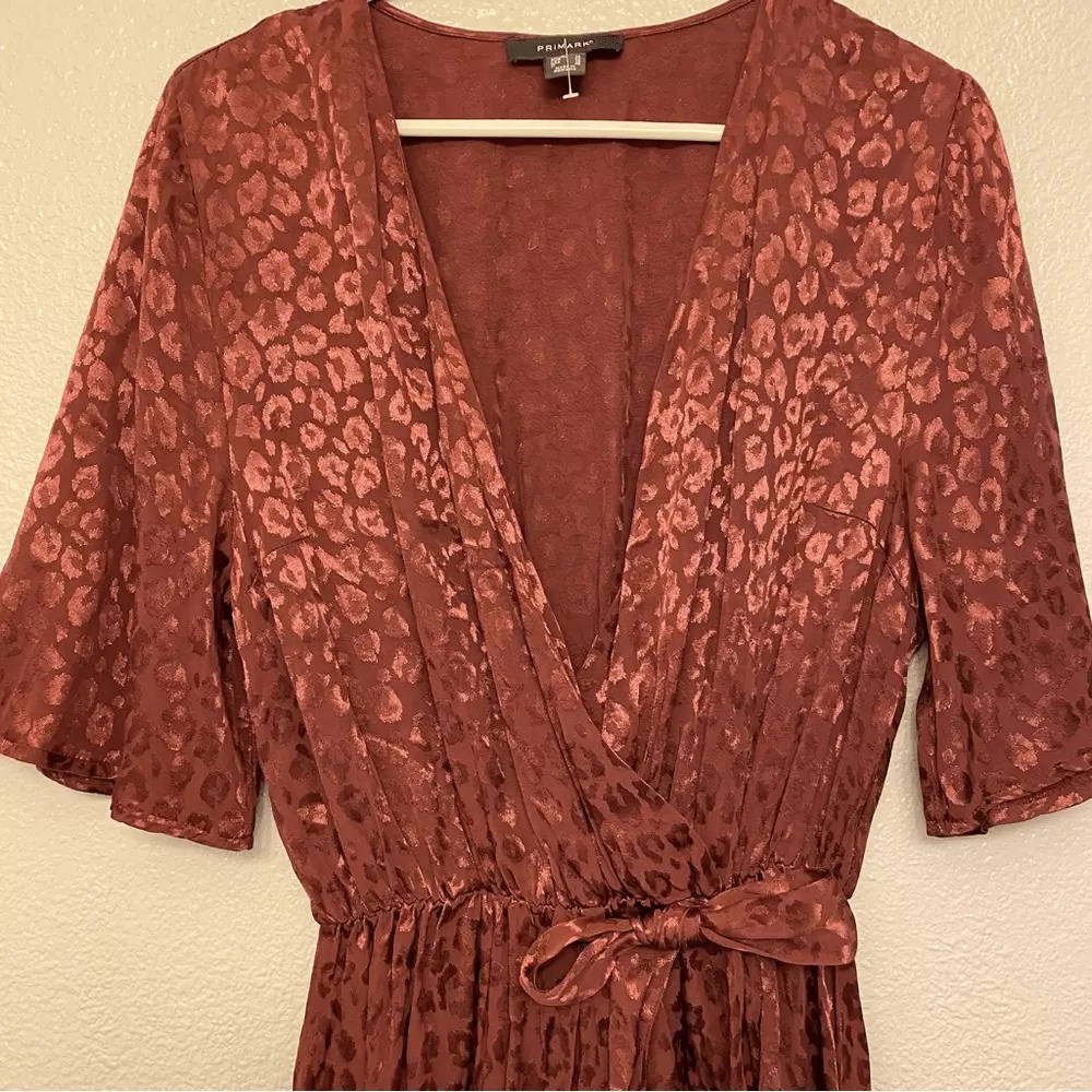Primark burgundy red animal print shorts Romper jumpsuit 100
