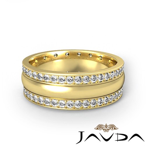Pavé Set Center Dome Diamant Herren Ewigkeit Ehering 14k 2 Tone Gold 1,90Ct. - Bild 20 von 21