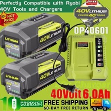 For Ryobi 40V With LED Battery / Charger Lithium-Ion 40 Volt OP406VNM OP40602 US