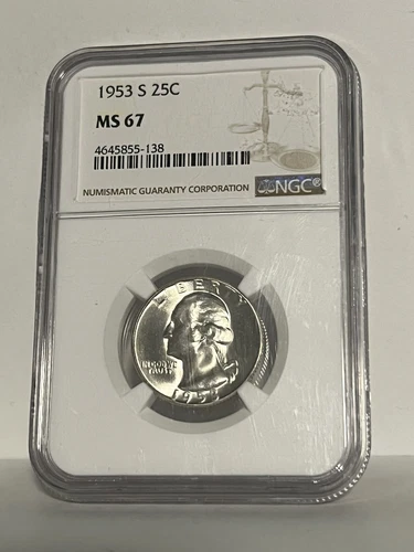 1953-S Washington Silver Quarter 25¢, NGC MS 67