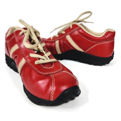 Lands End Lace Up Casual Shoe Mens 6 M Red Leather Comfort  display picture 1
