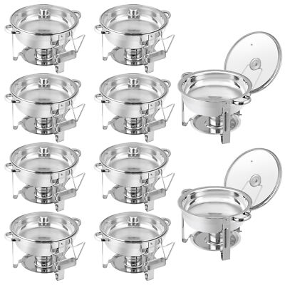 10X Catering Buffet Servers and Warmers Set with Glass Viewing Lid & Lid Holder