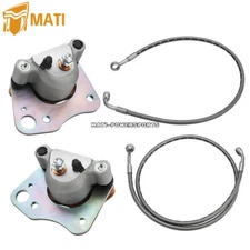 Front Brake Calipers & Pads w/Brake Hose Lines for Polaris Ranger 570 2015-2021