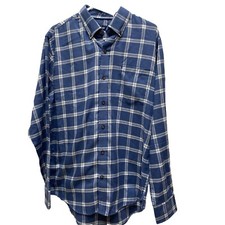 Izod button up shirt mens size medium plaid collared blue new with tags