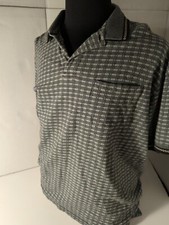 Vinatge Arnold Palmer Sportswear Golf Polo Mens L black white gray pattern 80s 