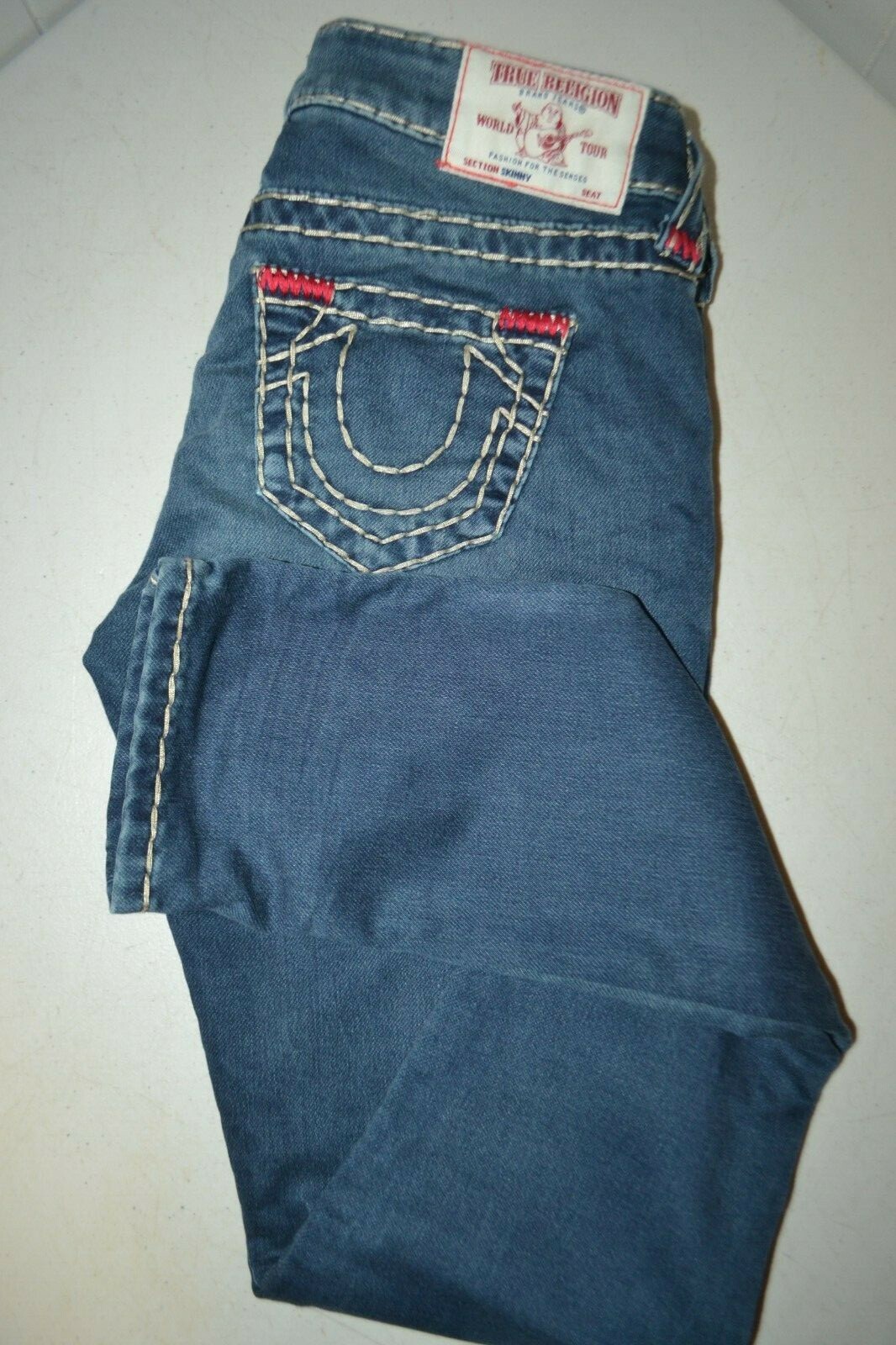 True Religion Women's Skinny No Pocket Flaps Thick Stitch Jeans Sz 26x31