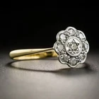 1.15Ct Round Lab-Created Diamond Vintage Daisy Cluster 14K Yellow Gold Over Ring