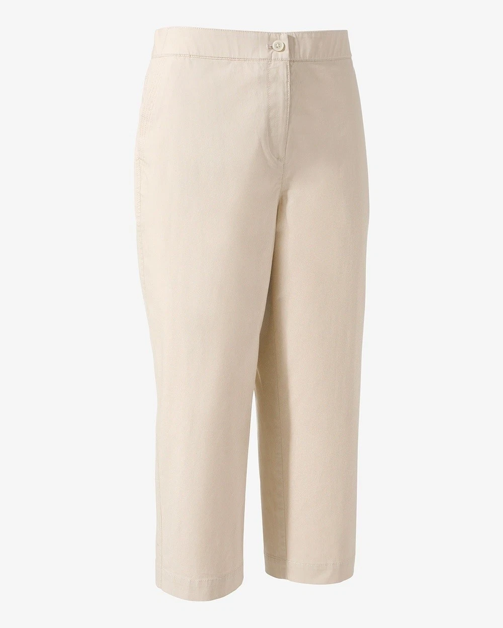Women's Fitigue Comfort Waist Straight-Leg Capris, New Khaki, Size 10
