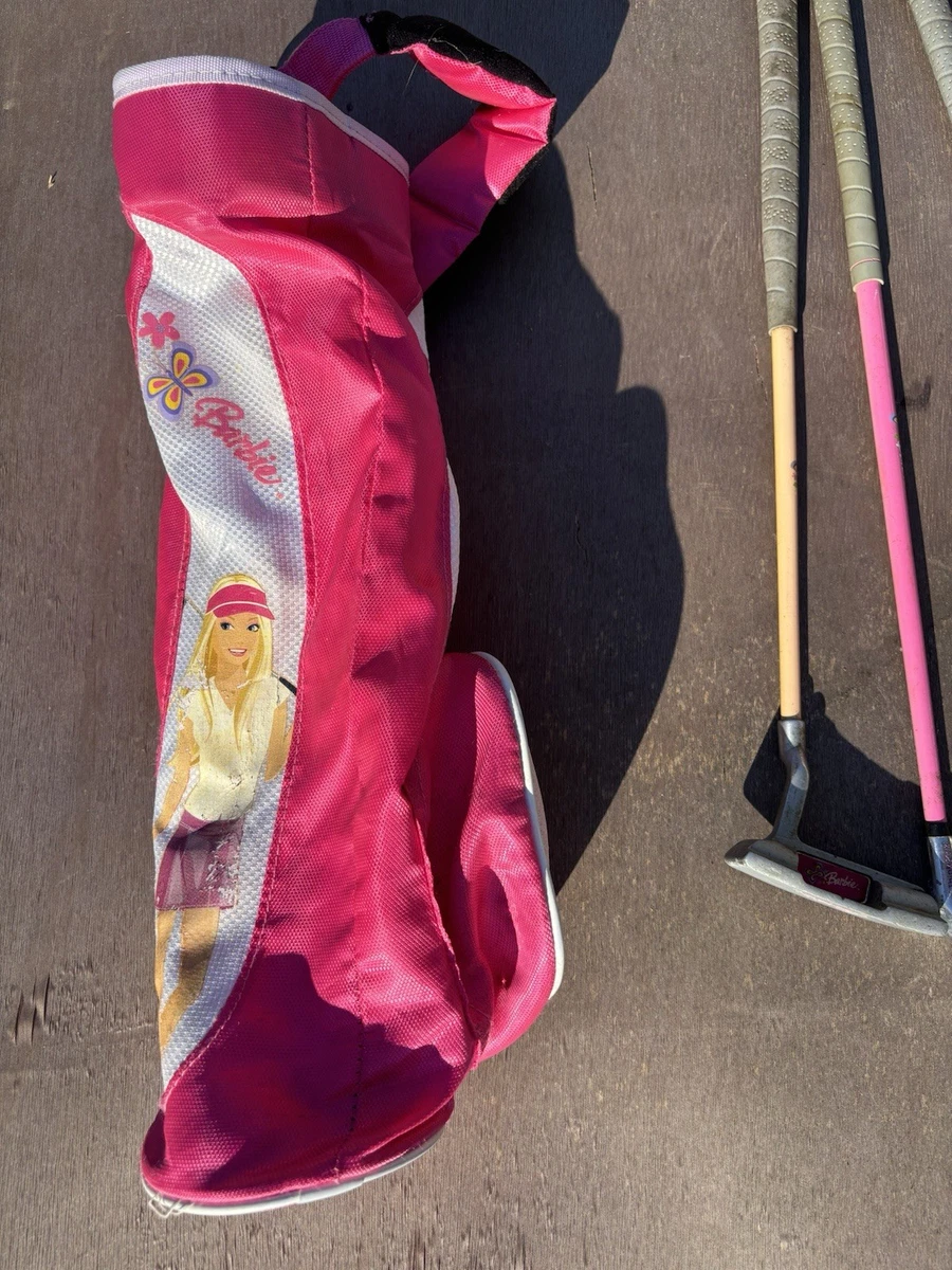 BARBIE Girl's Golf Set Driver, 6/7 Iron (25"), Putter, & Golf bag