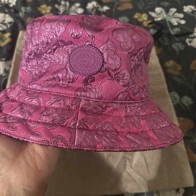 Gucci Womens Metallic Pink GG, floral   Reversible Bucket Hat size S 56 cm