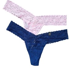 Victorias Secret Rare 2012 The Lacie Thong Panties Set 2 Navy Pink Lace OneSize