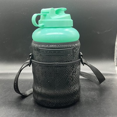 Hydrojug Hydro Jug 73 oz Mint With Straw and Black snakeskin Sleeve