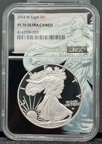 2024 W $1 Proof American Silver Eagle NGC PF 70 Ultra Cameo Walking Liberty Core