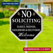 No Soliciting Sign for House with Stake, 10 x 10 Inches No Soliciting Yard Sign