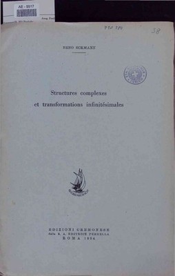Structures complexes et transformations infinitésimales. Eckmann, Beno: