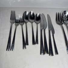 Reed Barton Tempo Center Groove Flatware Set Serving Spoon Fork Knife