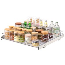 Pull-Out Cabinet Organizer for Under Sink, 21.5"Wx21"Dx3.5"H Wire Basket