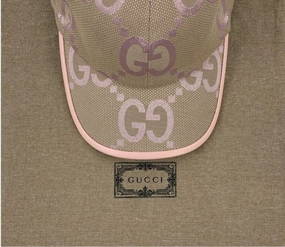 Gucci GG Monogram Jumbo Jacquard Canvas Baseball Cap Hat Pink Size
