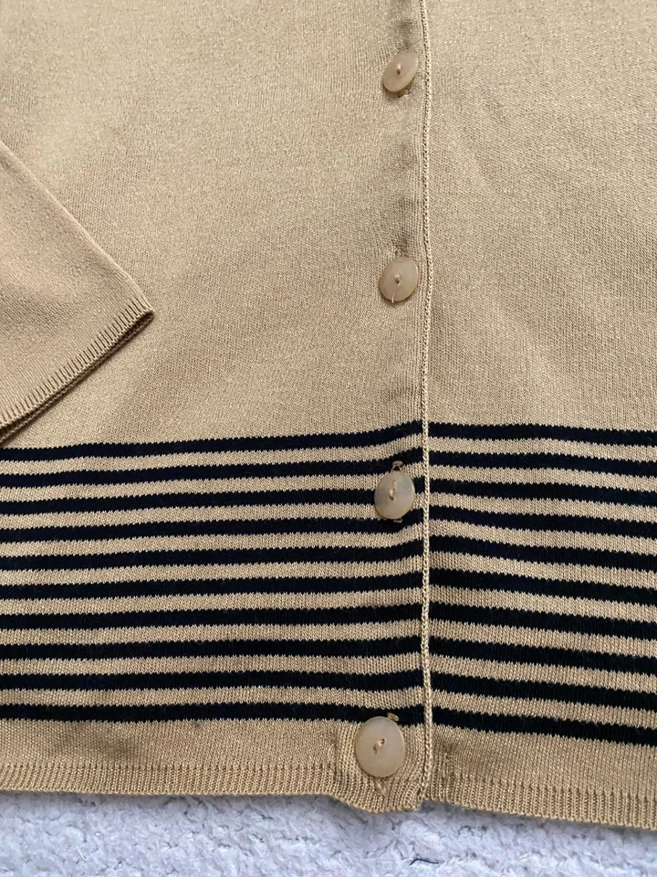 De colección. Cárdigan suéter caqui Jaclyn Smith Studio para mujer manga larga cuello en V talla S Foto 2 de 4