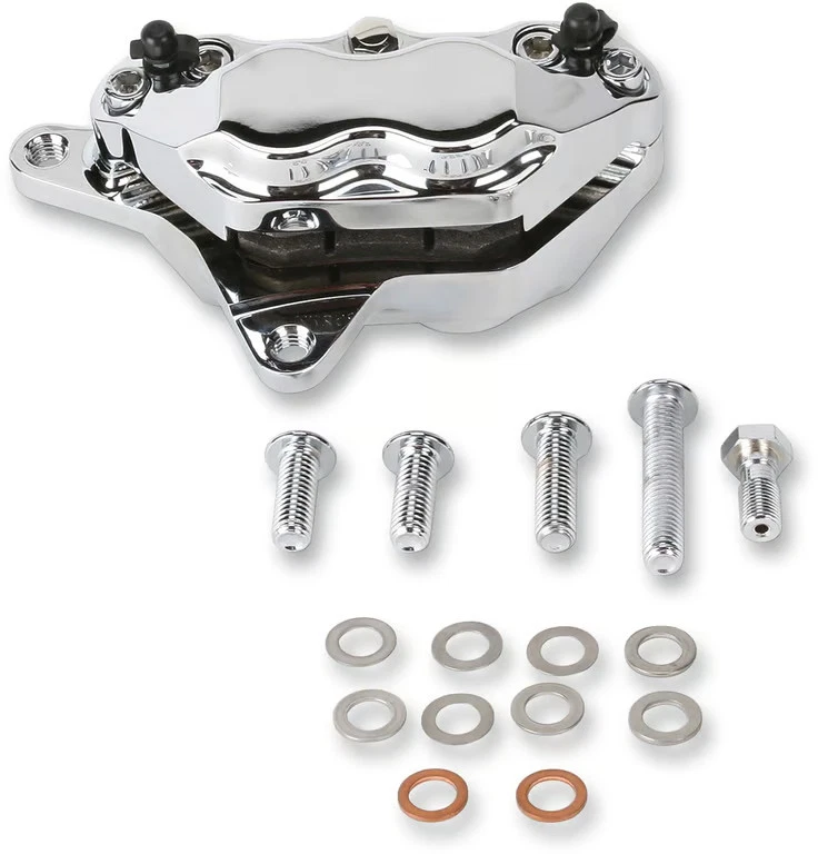 Kit de pinza de freno delantera Hawg Halters Inc 4 pistones - Cromo motocicleta FKHSCC100 Foto 2 de 4