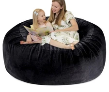 5FT Bean Bag Cover(No Filler) Faux Fur Comfy Bean Bag Chairs, Black