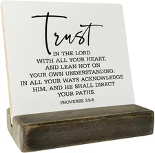 Gkwa Proverbs 3:5-6 Wood Plaque, 4 x 4.3 inches, MDF 01 