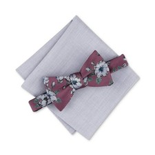 Men's Bow Tie Pocket Square 2-Piece Set Sondley Floral - Red