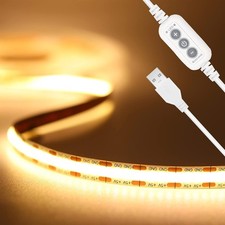 PAUTIX COB LED Strip Light 5V USB 9.84ft/3m 640LEDs 1200lm 9.84 ft, 3000K