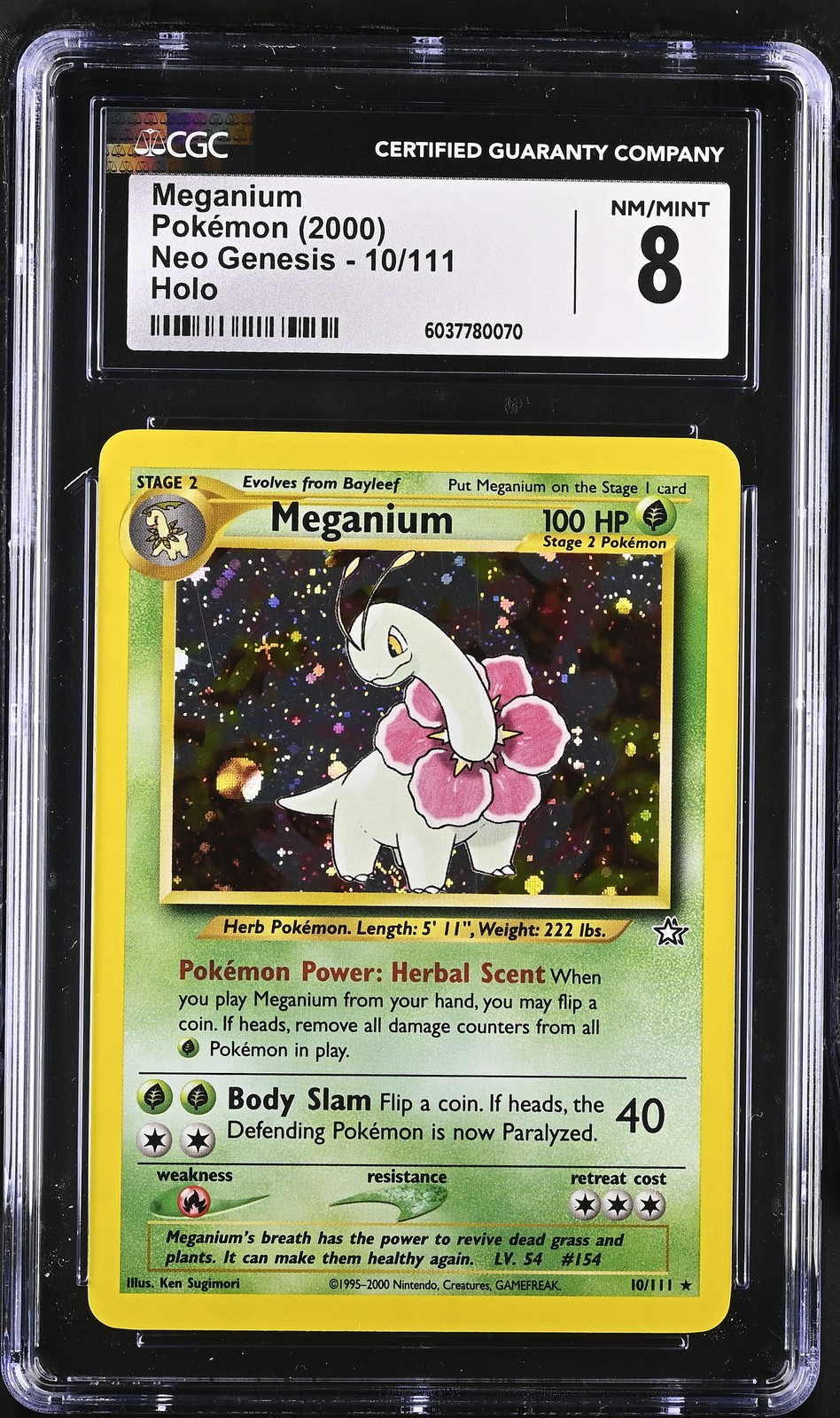CGC 8 Meganium 2000 Neo Genesis 10/111 Holo Pokemon Card psa