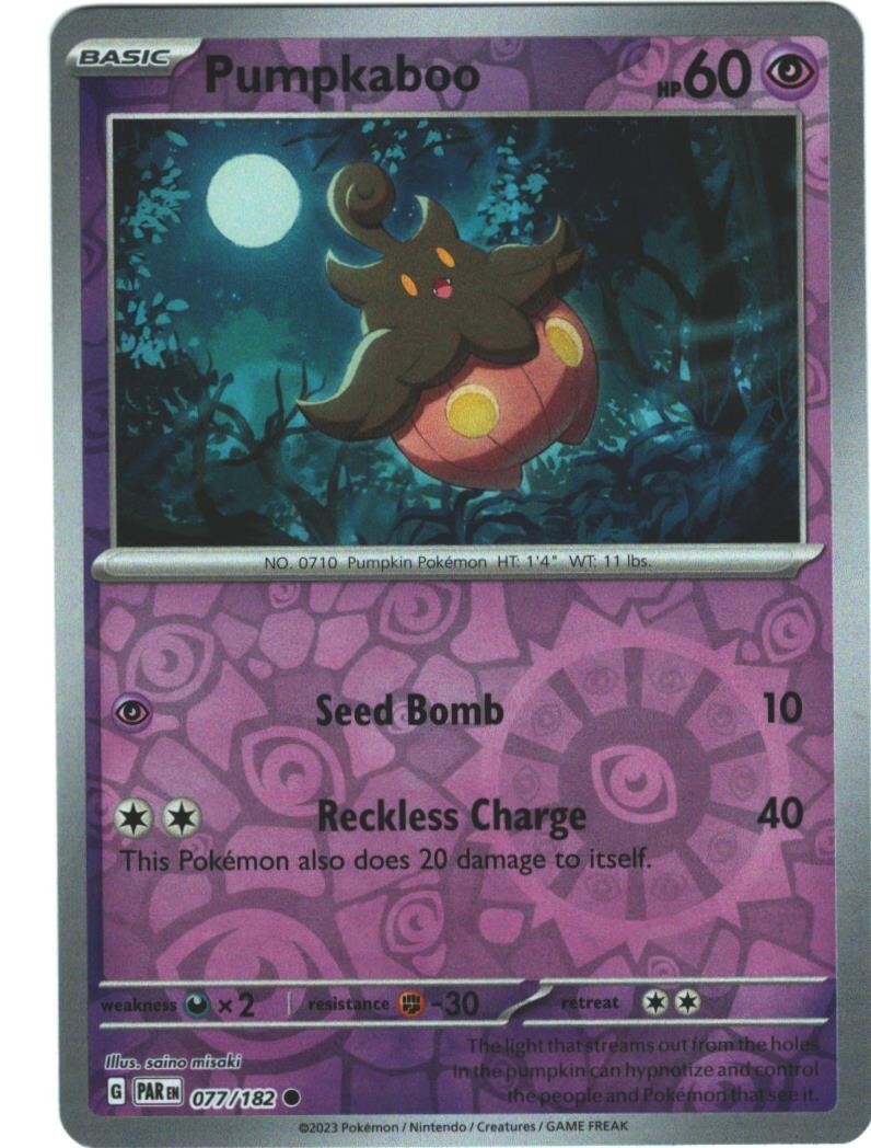 Pumpkaboo  77/182 Paradox Rift Reverse Holo Common Pokémon TCG
