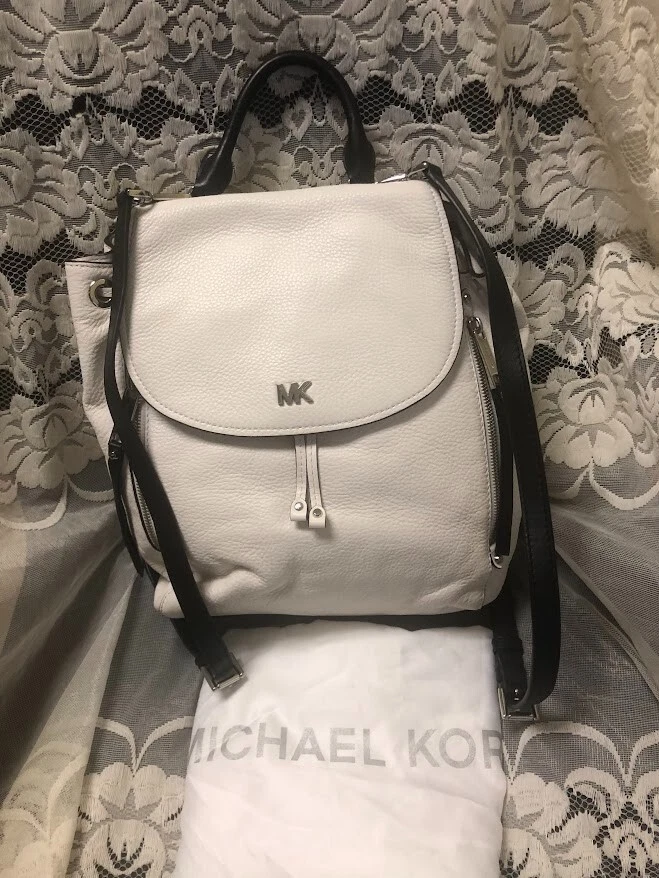 Michael Kors Raven Medium Black White Leather Backpack