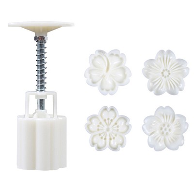 4Pcs/Set Mooncake Mold Cherry Blossom Mold 3D Hand Press Bakeware Tools* Y4