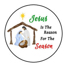 30 Christmas Jesus envelope seals, stickers labels, tags, round