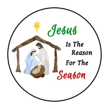 30 Christmas Jesus envelope seals, stickers labels, tags, round