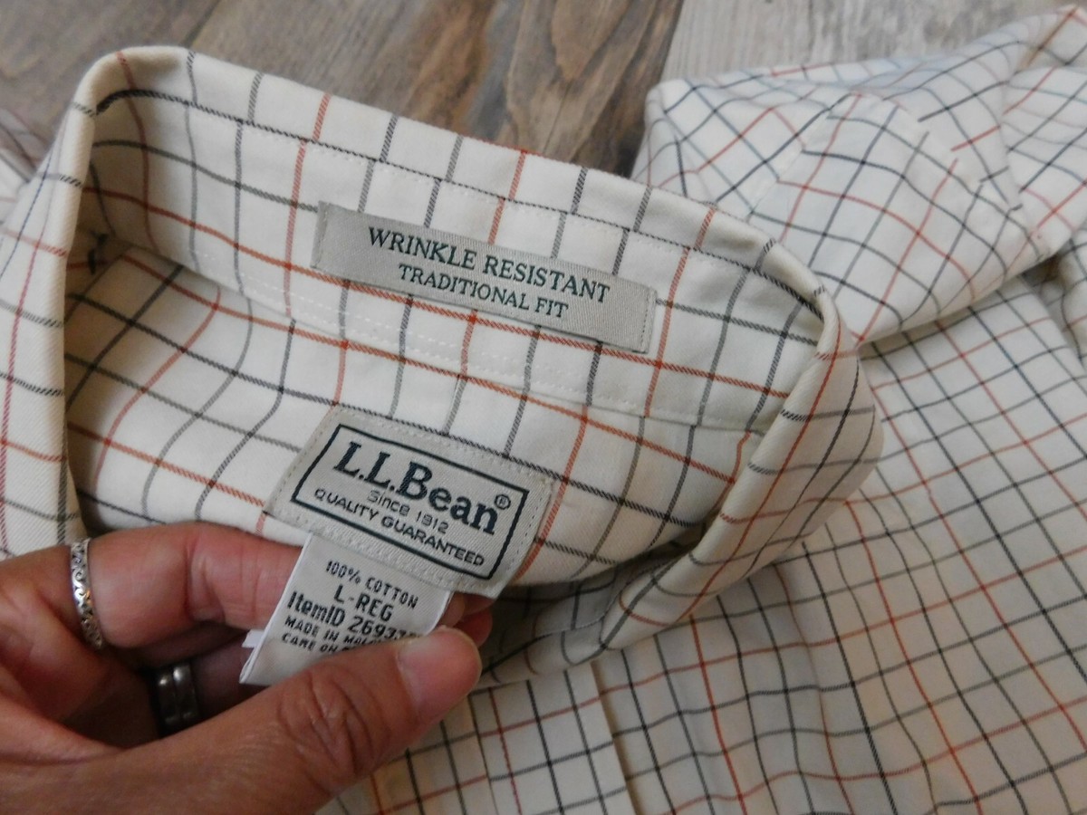L.L. BEAN TRADITIONAL FIT WRINKLE RESISTANT LONG SLEEVE SHIRT SIZE