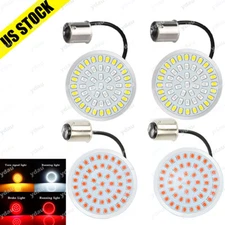 1157 Front and 1156 Rear LED Bullet Turn Signal Lights Smoke Lens Fit for Harley