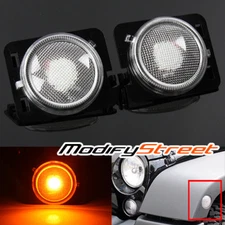 For 07-15 WRANGLER JK CLEAR LED SIDE MARKER LIGHTS w/ HI-POWER AMBER 5W COB SMD