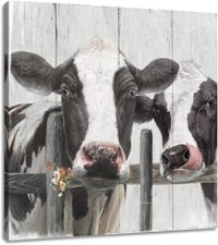 Couple Cow Pictures Wall Decor, Love themed Canvas Wall Art Print, curious cow P