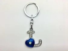 Letter Initial Name Alphabet Crystal L Evil Eye Mati Key Ring Chain Lucky Heart