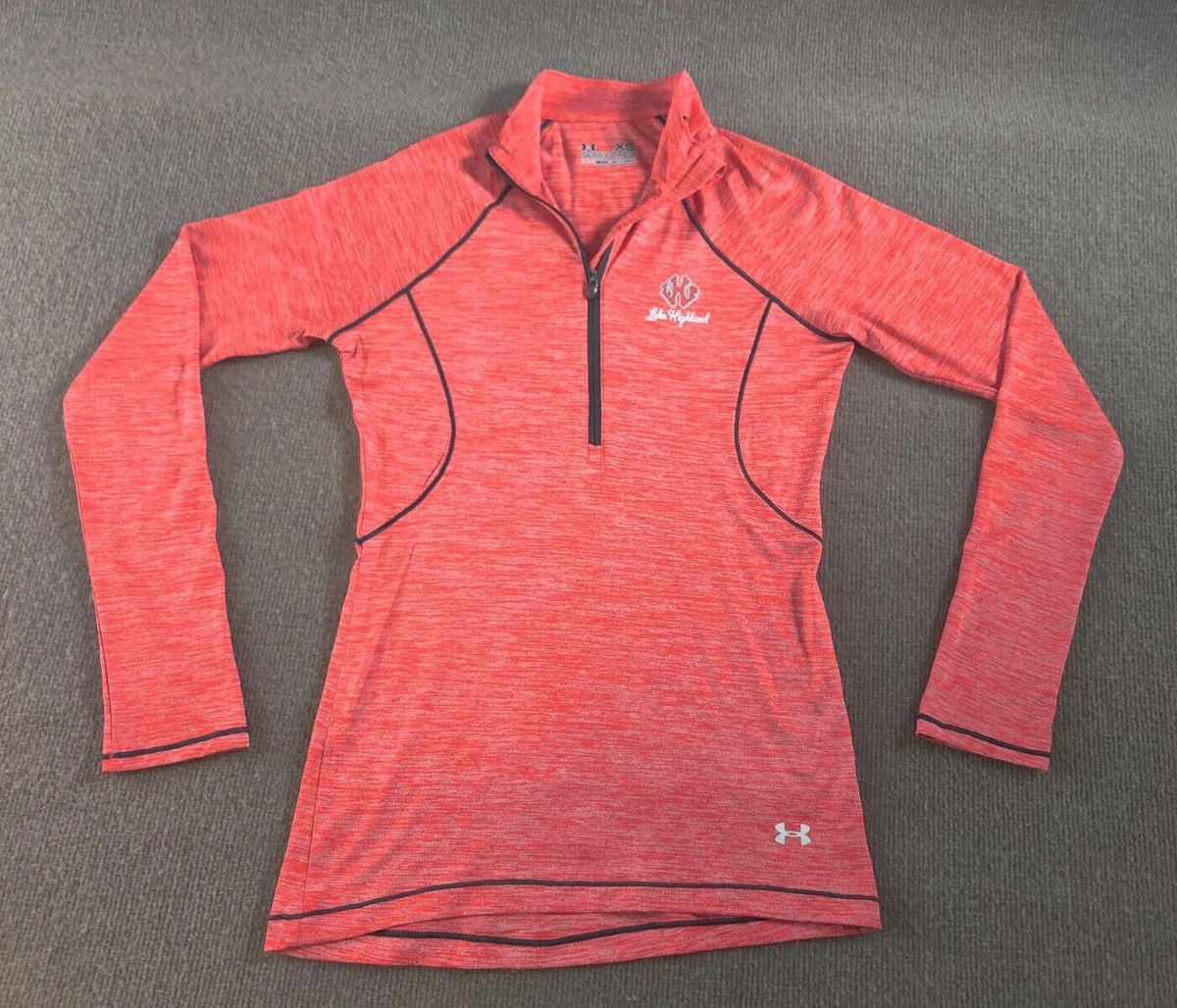 Under Armour Womans 1 2 Zip Active Lightweight Pullover XS Pink Red Heathered